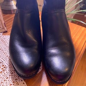 Dansko Black Wood Heel Boots with Buckle